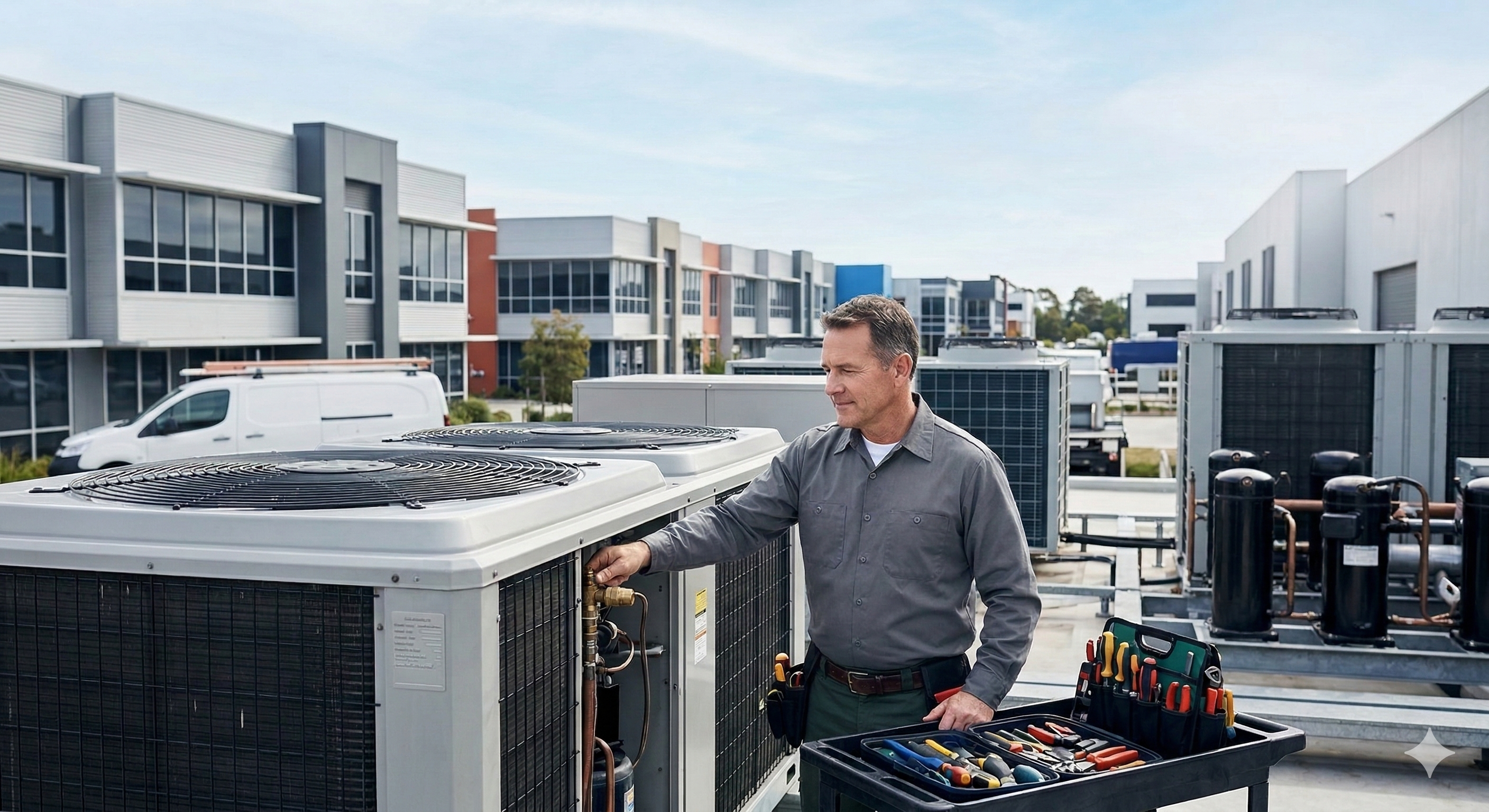 Commercial HVAC Technician El Paso Professional commercial HVAC technician performing RTU service and maintenance in El Paso